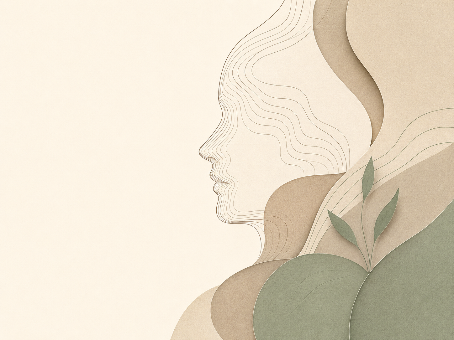 Profil humain abstrait composé de lignes et de formes organiques